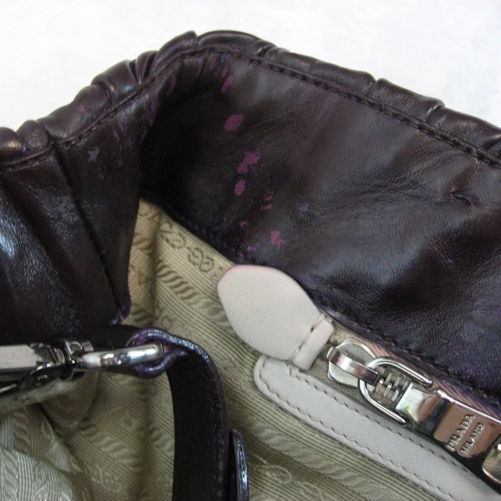 Prada Nappa Gaufre Aubergine Leather Tote